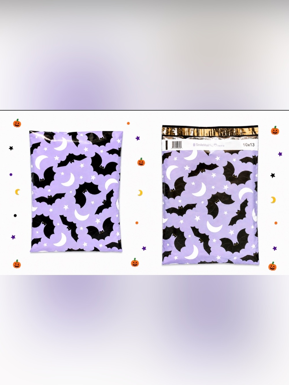 30 10โ x 13โ Halloween Bat & Moon Poly Mailers - Picture 3 of 3